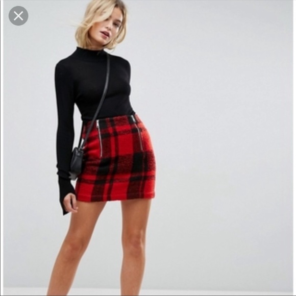 ASOS Dresses & Skirts - ASOS Buffalo Plaid Check zippier detail skirt